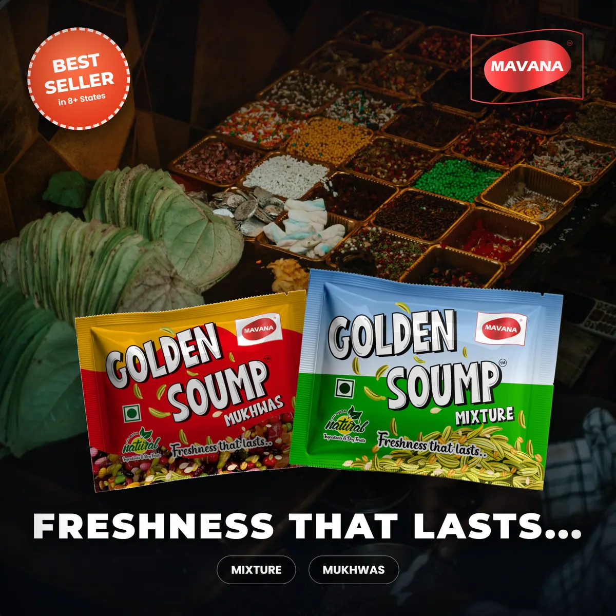 MAVANA Golden Soump saunf mukhwas mouth freshener, freshness that lasts